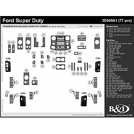 B & I Fender Dash Panel Trim 3D049A1SDB