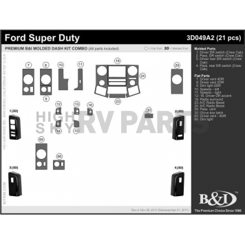 B & I Fender Dash Panel Trim 3D049A2DCF