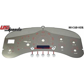 US Speedo Gauge Face Overlay - Silver Daytime Color/ Red Letter Color - SSCAD02R