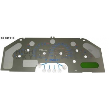 US Speedo Gauge Face Overlay - Silver Daytime Color/ Blue Letter Color - SSEXP01B