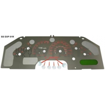 US Speedo Gauge Face Overlay - Silver Daytime Color/ Red Letter Color - SSEXP01R