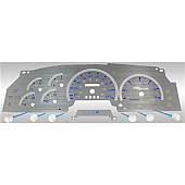 US Speedo Gauge Face Overlay - Silver Daytime Color/ Blue Letter Color - SSF00B