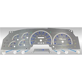 US Speedo Gauge Face Overlay - Silver Daytime Color/ Blue Letter Color - SSF00B