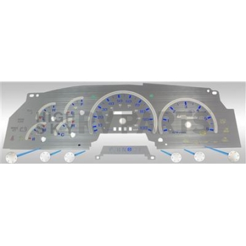 US Speedo Gauge Face Overlay - Silver Daytime Color/ Blue Letter Color - SSF00B