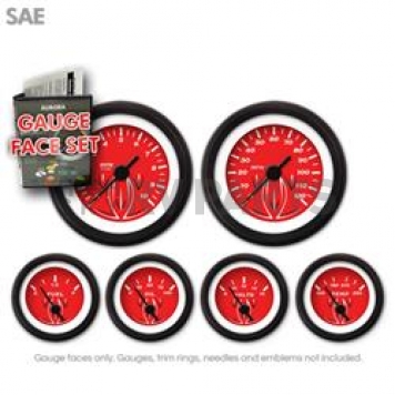 Aurora Instuments Gauge Face Overlay - Fiber Red Daytime Color/ White Letter Color - 8257