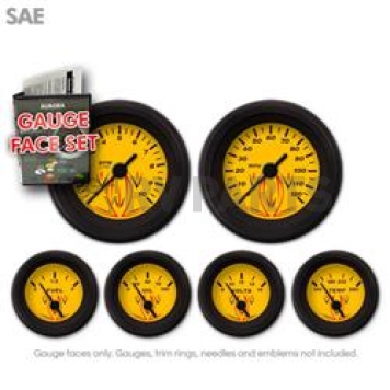 Aurora Instuments Gauge Face Overlay - Fiber Yellow Daytime Color/ Black Letter Color - 8259