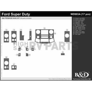 B & I Fender Dash Panel Trim WD993ADRW-1