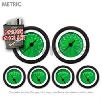Aurora Instuments Gauge Face Overlay - Fiber Green Daytime Color/ White Letter Color - 8431