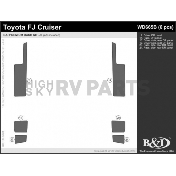 B & I Fender Dash Panel Trim WD665BSDB-1