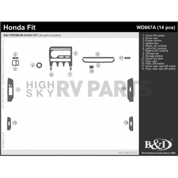 B & I Fender Dash Panel Trim WD667ASDB-1