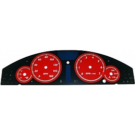 US Speedo Gauge Face Overlay - Red Daytime Color/ White Letter Color - 300065