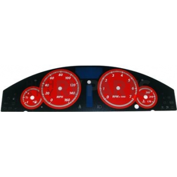 US Speedo Gauge Face Overlay - Red Daytime Color/ White Letter Color - 300065