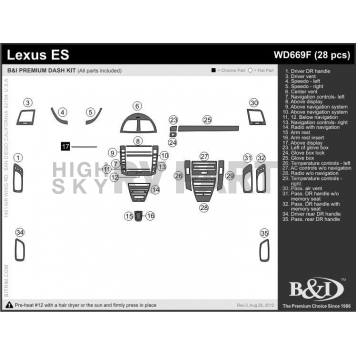 B & I Fender Dash Panel Trim WD669FDLES