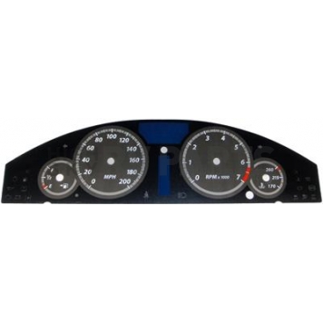 US Speedo Gauge Face Overlay - Black Daytime Color/ White Letter Color - 300071