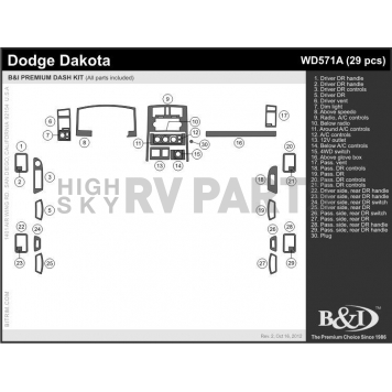 B & I Fender Dash Panel Trim WD571ADLE-1