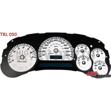 US Speedo Gauge Face Overlay - White Daytime Color/ Black Letter Color - TRL050