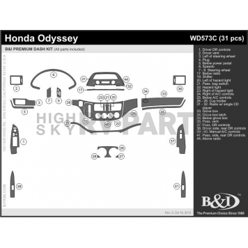 B & I Fender Dash Panel Trim WD573CDRW