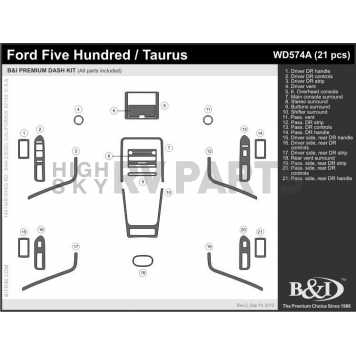 B & I Fender Dash Panel Trim WD574ASDB-1