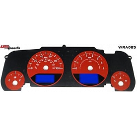 US Speedo Gauge Face Overlay - Red Daytime Color/ White Letter Color - WRA085