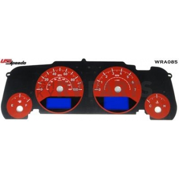 US Speedo Gauge Face Overlay - Red Daytime Color/ White Letter Color - WRA085