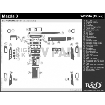 B & I Fender Dash Panel Trim WD550ADCF-1