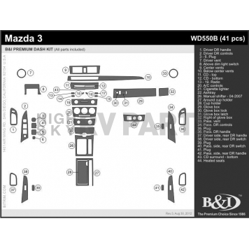 B & I Fender Dash Panel Trim WD550BDCF
