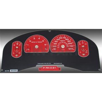 US Speedo Gauge Face Overlay - Red Daytime Color/ White Letter Color - XLT045