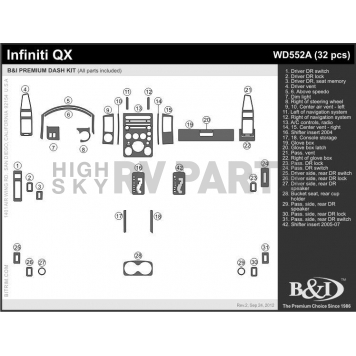 B & I Fender Dash Panel Trim WD552AIQ-1