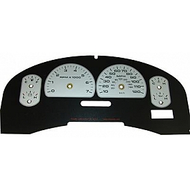 US Speedo Gauge Face Overlay - Silver Daytime Color/ Black Letter Color - XLT072