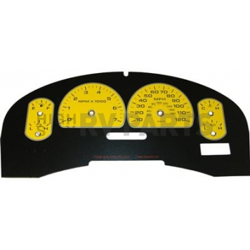 US Speedo Gauge Face Overlay - Yellow Daytime Color/ Black Letter Color - XLT073