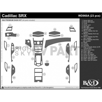 B & I Fender Dash Panel Trim WD960ADCX