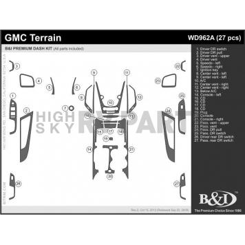 B & I Fender Dash Panel Trim WD962ASDB-1