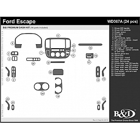 B & I Fender Dash Panel Trim WD367ARBA