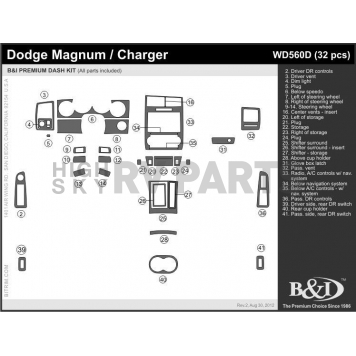 B & I Fender Dash Panel Trim WD560DSDB