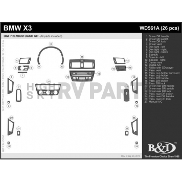 B & I Fender Dash Panel Trim WD561ASDB-1