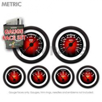 Aurora Instuments Gauge Face Overlay - Fiber Red Daytime Color/ White Letter Color - 8447