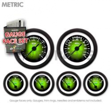 Aurora Instuments Gauge Face Overlay - Fiber Green Daytime Color/ White Letter Color - 8449