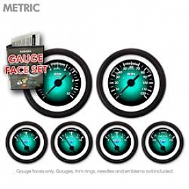 Aurora Instuments Gauge Face Overlay - Fiber Aqua Daytime Color/ White Letter Color - 8450