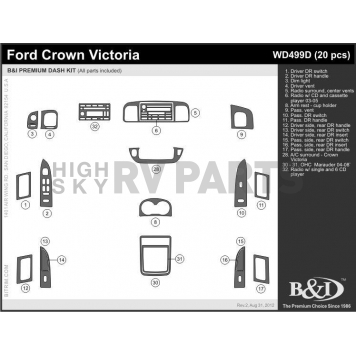 B & I Fender Dash Panel Trim WD499DDCV-1