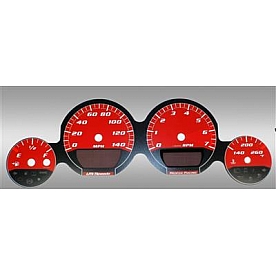 US Speedo Gauge Face Overlay - Red Daytime Color/ White Letter Color - MAG065