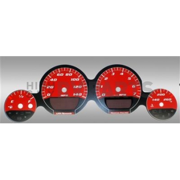 US Speedo Gauge Face Overlay - Red Daytime Color/ White Letter Color - MAG065