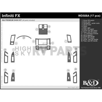 B & I Fender Dash Panel Trim WD508ASNB-1