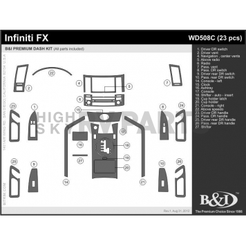 B & I Fender Dash Panel Trim WD508CDET