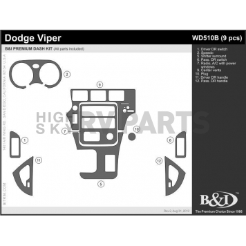 B & I Fender Dash Panel Trim WD510BCF1