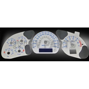 US Speedo Gauge Face Overlay - Silver Daytime Color/ Black Letter Color - MON032