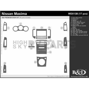 B & I Fender Dash Panel Trim WD513BRBA