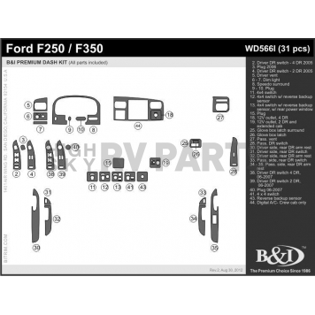 B & I Fender Dash Panel Trim WD566ISDB