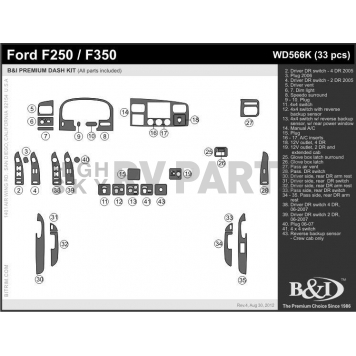 B & I Fender Dash Panel Trim WD566KCF1
