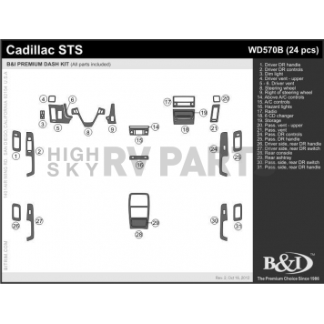 B & I Fender Dash Panel Trim WD570BC1-1