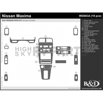 B & I Fender Dash Panel Trim WD003ASDB-1